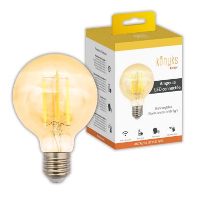 KONYKS Ampoule connect&eacute;e Vintage Antalya Style G80-E27 - LED Wi-Fi + BT E27