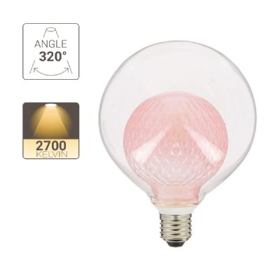 XANLITE Ampoule Filament LED G125 double verre rose, culot E27, 270 Lumens, 22