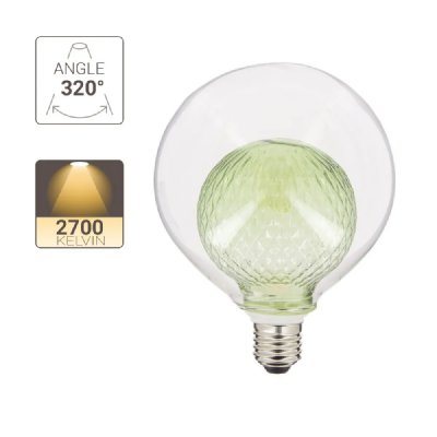 XANLITE Ampoule Filament LED G125 double verre vert , culot E27, 270 Lumens