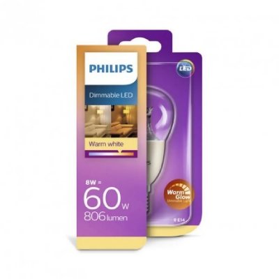 PHILIPS Ampoule led e14 8w/60w - 806lm - blanc chaud - dimmable