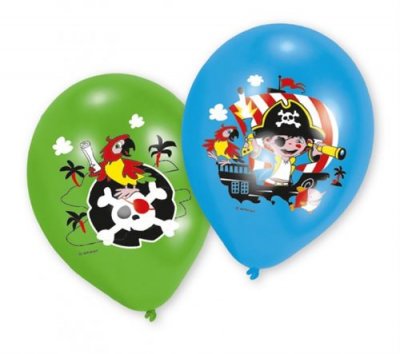 AMSCAN  ballons Pirates 27,5 cm latex bleu/vert 6 pi&egrave;ces