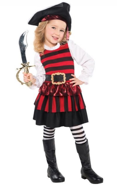 AMSCAN  costume Petite Lass polyester rouge/noir 4-6 ans
