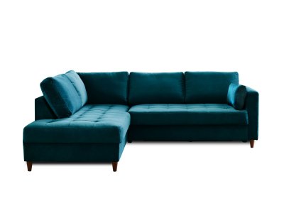 LISA DESIGN Anna - canap&eacute; d'angle convertible - 5 places - style contemporain - gauche - Bleu canard