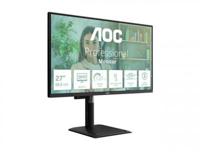 AOC  Q27P4U Monitor Pc 27 QHD 2560x1440 120Hz IPS Nero
