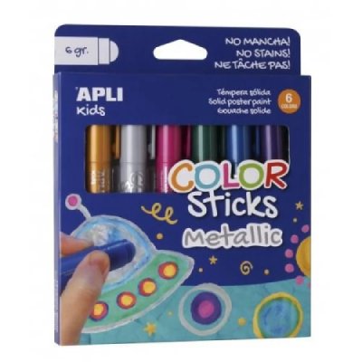APLI  Kids 14405 - Pack de 6 Tubes Gouache Solide - M&eacute;tallis&eacute; - 6g