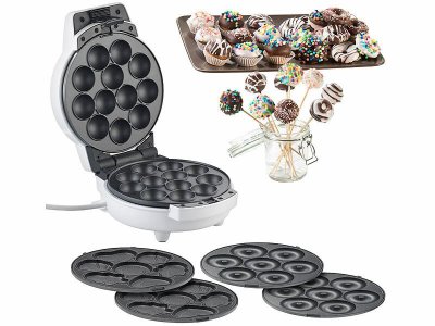 ROSENSTEIN & SOHNE Appareil 3 en 1 pour donuts, cupcakes & cake pops, avec rev&ecirc;tement antiadh&eacute;sif CM-300