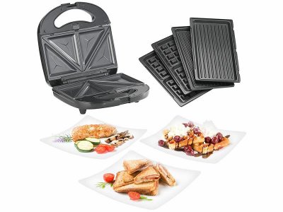 ROSENSTEIN & SOHNE Appareil &agrave; croque-monsieur 800 w avec fonctions gaufrier et grill de table