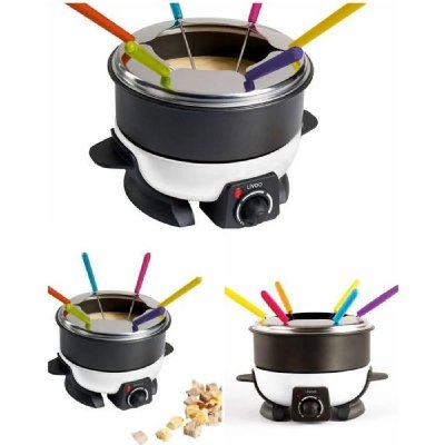 LIVOO Appareil &agrave; fondue &eacute;lectrique 6 personnes  thermo-isol&eacute;es et pare-&eacute;claboussures en inox anti-adh&eacute;sif
