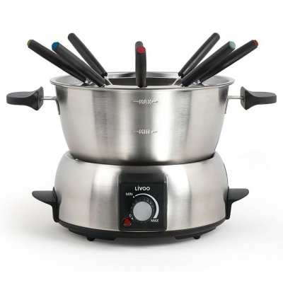 LIVOO Appareil &agrave; fondue &eacute;lectrique DOC263 - 8 personnes, 1,8L, 1000W, accessoires inclus
