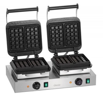 BARTSCHER Appareil &agrave; gaufre double bruxelles - 60 x 100 mm, hauteur 32 mm -  - - fonte 600x470x250mm