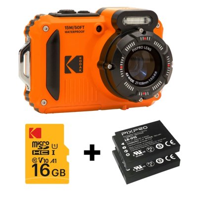 KODAK Appareil photo Compact WPZ2 Orange + 1 Batterie + Carte 16 Go 