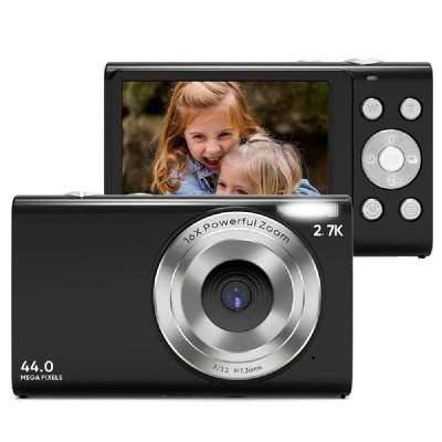 INF Appareil photo num&eacute;rique 2,7K/44MP/Zoom 16x/Anti-tremblement/Webcam Noir