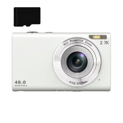 INF Appareil photo num&eacute;rique 48MP 2,7K FHD zoom num&eacute;rique 16X, webcam, mise au point automatique Blanc