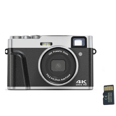 INF Appareil photo num&eacute;rique 4K/48MP/16X Zoom/Autofocus/Viseur/Anti-Shake avec carte 32 Go