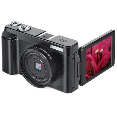 INF Appareil photo num&eacute;rique 4K 48MP, &eacute;cran IPS de 3,0 pouces, mise au point fixe Le noir