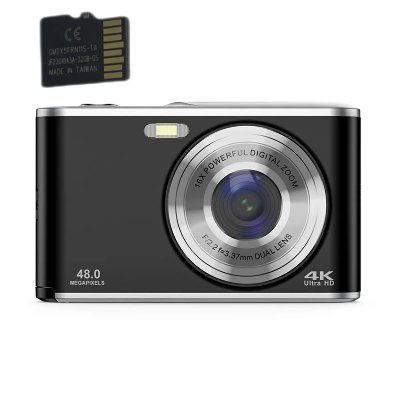 INF Appareil photo num&eacute;rique 4K 48MP Webcam zoom 16x avec carte m&eacute;moire de 32 Go Le noir