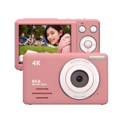YONIS Appareil Photo Num&eacute;rique 4k Hd Avec Zoom 18x Et &Eacute;cran 2.88 Pouces Pour Enfants Rose 2 