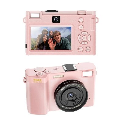 YONIS Appareil Photo Num&eacute;rique 5k Uhd 3 Pouces Zoom 18x &Eacute;cran Ips Blanc Rose 2 