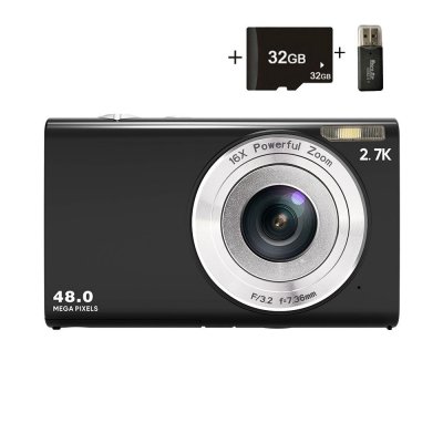  Appareil Photo Num&eacute;rique Compact 48MP - Vid&eacute;o HD 1080P + Carte 32GB + &Eacute;cran IPS 2.88"" - Noir