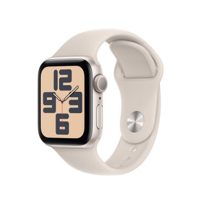 Apple Watch SE GPS 40 mm Aluminium Lumi&egrave;re stellaire Bracelet Sport - S/M