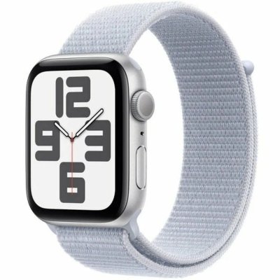 Apple Watch SE GPS 44 mm, bo&icirc;tier en aluminium argent&eacute; avec boucle sport Blue Cloud