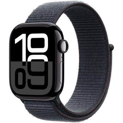 Apple Watch Series 10 GPS 42mm Bo&icirc;tier en Aluminium Noir de Jais avec Boucle Sport Encre Violette 