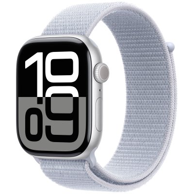 Apple Watch Series 10 GPS 46mm Bo&icirc;tier en Aluminium Argent avec Boucle Sport Nu&eacute;e bleue 
