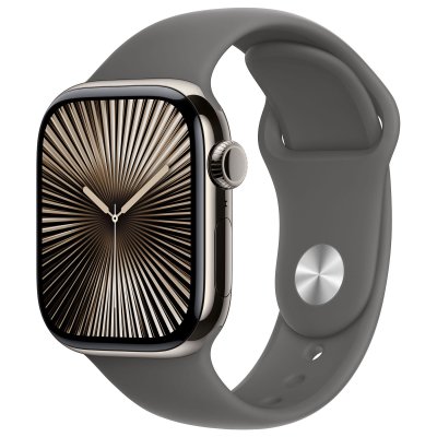 Apple Watch series 10 GPS + Cellular 42 Titane Naturel B. Sport Gris min&eacute;ral M/L