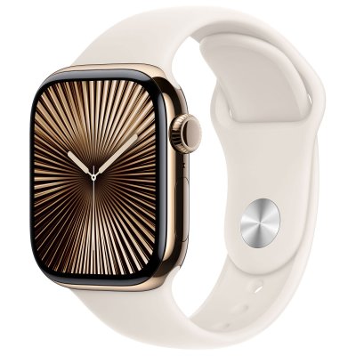 Apple Watch series 10 GPS + Cellular 42 Titane Or B. Sport Lumi&egrave;re stellaire S/M