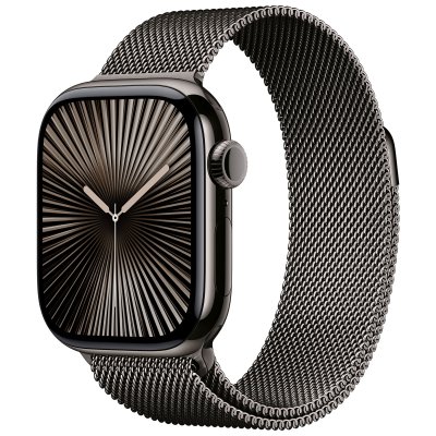 Apple Watch Series 10 GPS + Cellular 42mm Bo&icirc;tier en Titane Ardoise avec Bracelet Milanais Ardoise 