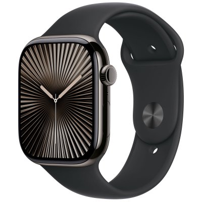 Apple Watch Series 10 GPS + Cellular 46mm Bo&icirc;tier en Titane Ardoise avec Bracelet Sport Noir M/L 