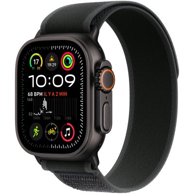 Apple Watch Ultra 2 GPS + Cellular 49 mm Bo&icirc;tier en Titane Noir avec Boucle Trail Noir M/L 