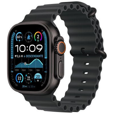 Apple Watch Ultra 2 GPS + Cellular 49 mm Bo&icirc;tier en Titane Noir avec Bracelet Ocean Noir 