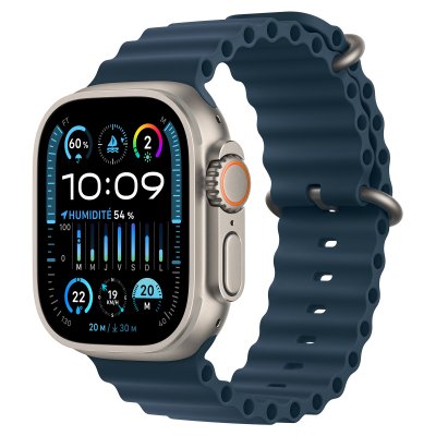 Apple Watch Ultra 2 GPS + Cellular, bo&icirc;tier en titane de 49 mm avec bracelet Bleu oc&eacute;an 