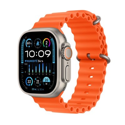Apple Watch Ultra 2 GPS + Cellular, bo&icirc;tier en titane de 49 mm avec bracelet Orange oc&eacute;an 