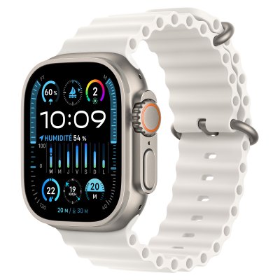Apple Watch Ultra 2 Titanium bracelet Oc&eacute;an blanc