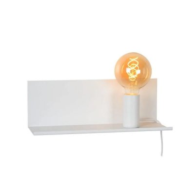 LUCIDE Applique blanche Sebo en m&eacute;tal avec tablette