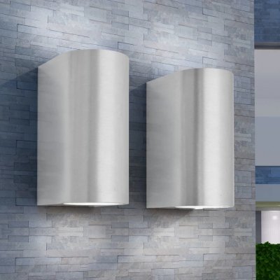 VIDAXL Applique murale LED d'ext&eacute;rieur 2 pi&egrave;ces Ronde vers le bas/haut