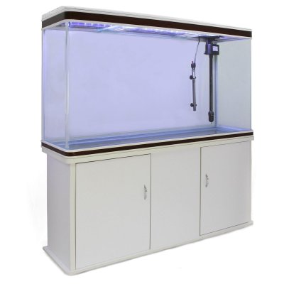 MONSTERSHOP Aquarium &Agrave; Bords Blanc Et Noisette Avec Meuble De Support Blanc