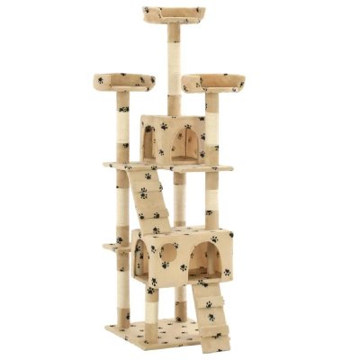 HELLOSHOP26 Arbre &agrave; chat 170 cm - Beige motif pattes