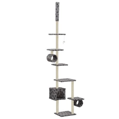 HELLOSHOP26 Arbre &agrave; chat 260 cm - Gris motif pattes