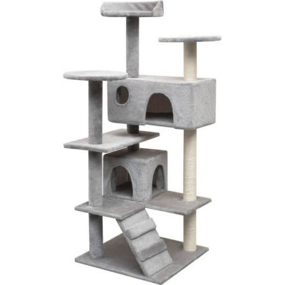 VIDAXL Arbre &agrave; chat avec griffoirs en sisal 125 cm Gris  Gris