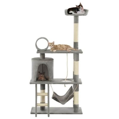 Arbre &agrave; chat avec griffoirs en sisal 140 cm Gris Vidaxl Gris