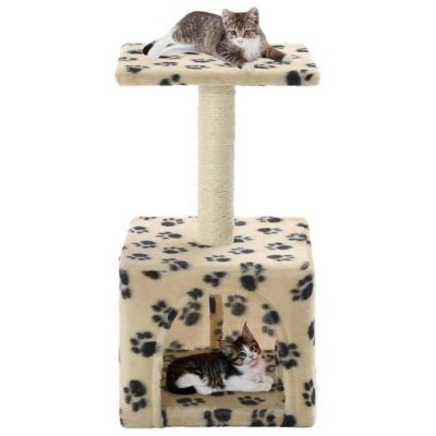 Arbre &agrave; chat avec griffoirs en sisal 55 cm Beige Motif de pattes