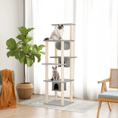 VIDAXL Arbre &agrave; chat avec griffoirs en sisal Gris clair 169 cm