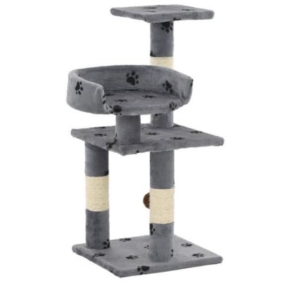 VIDAXL Arbre &Agrave; Chat Et Griffoir Sisal 65 Cm Empreintes De Pattes Gris