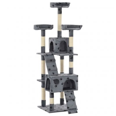 VIDAXL Arbre &agrave; chat et griffoirs Sisal 170cm Empreintes de pattes Gris