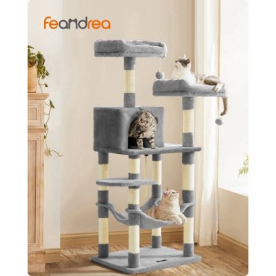FEANDREA Arbre &agrave; chat  143 cm, Gris clair PCT15W