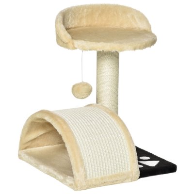 PAWHUT Arbre &agrave; chat griffoir grattoir design peluche sisal naturel