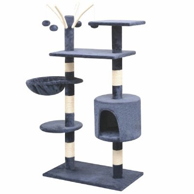 HELLOSHOP26 Arbre &agrave; chat griffoir grattoir niche jouet animaux peluch&eacute; en sisal 125 cm bleu fonc&eacute; 